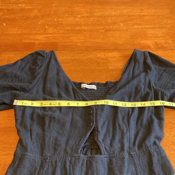 Abercrombie & Fitch Womens Size M Black Mini Smocked Back Front Cut Out Dress - Picture 10 of 13